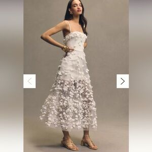 Helsi Audrey Square-Neck Floral Appliqué Sheer Midi Dress